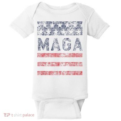 MAGA Stars & Stripes Retro Vintage Distressed Graphic Baby Bodysuit
