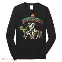 Mexican Skeleton Sombrero Cinco De Mayo Mexican Fiesta Party Long Sleeve Shirt thumb 0
