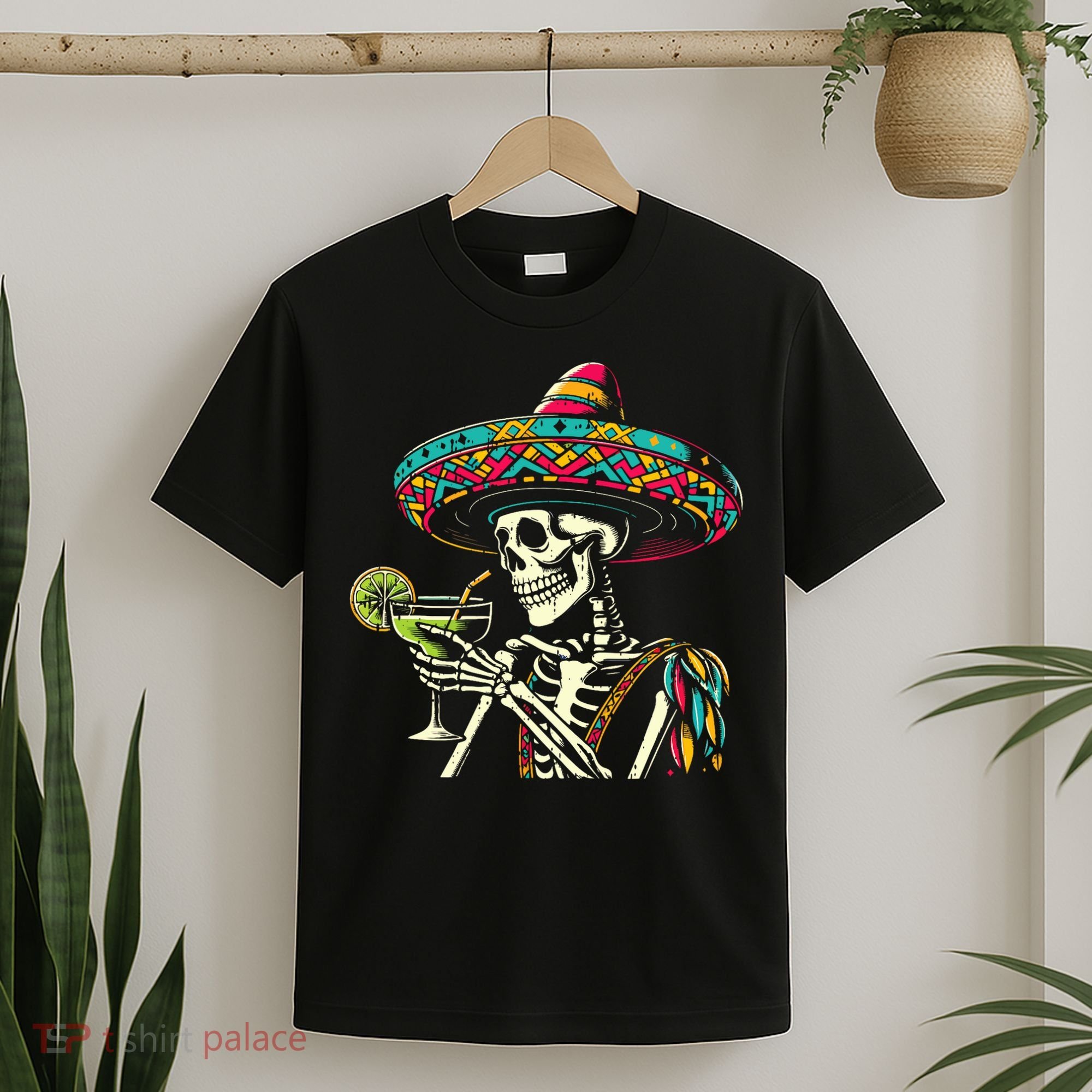 Mexican Skeleton Sombrero Cinco De Mayo Mexican Fiesta Party T-Shirt
