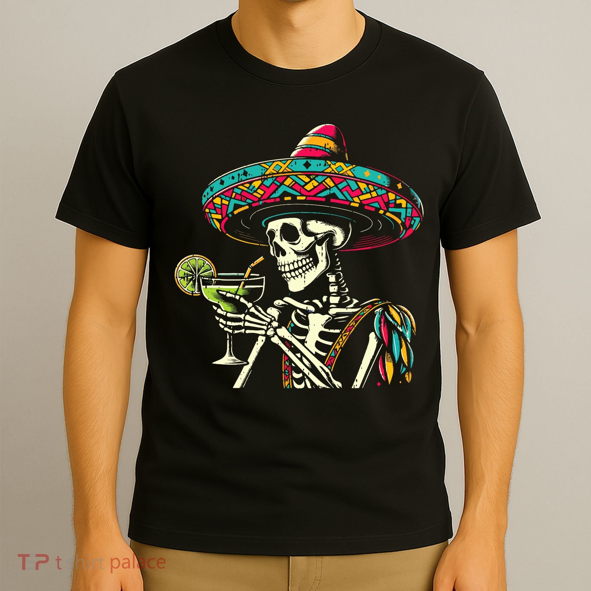 Mexican Skeleton Sombrero Cinco De Mayo Mexican Fiesta Party T-Shirt