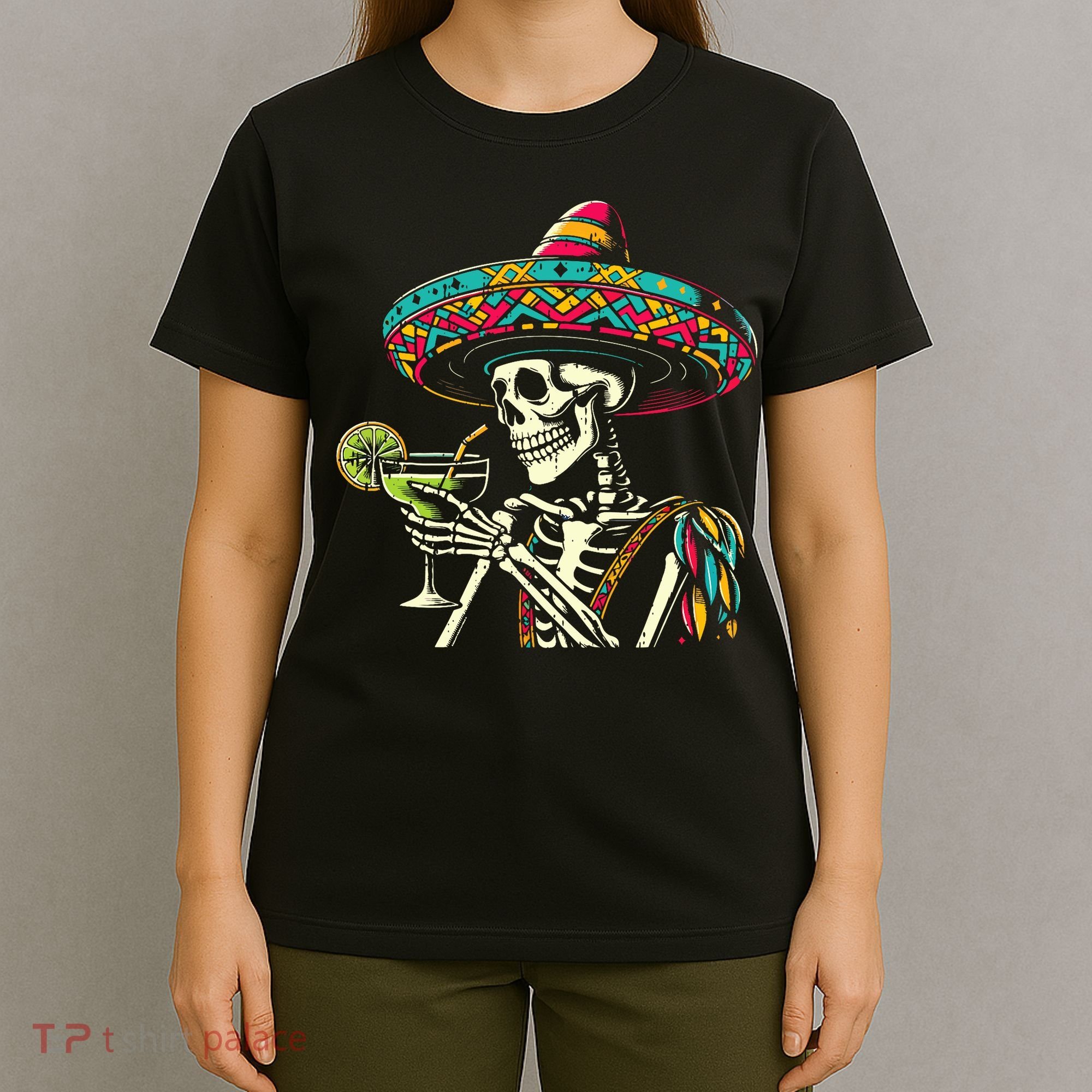 Mexican Skeleton Sombrero Cinco De Mayo Mexican Fiesta Party T-Shirt