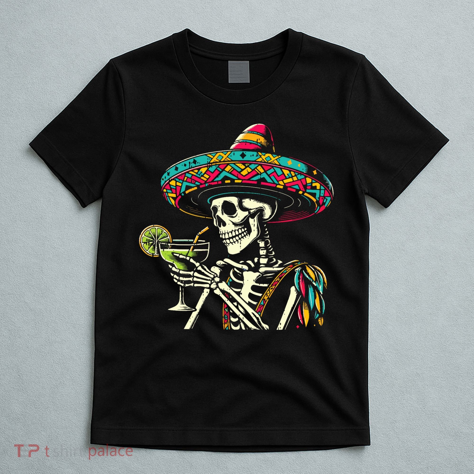 Mexican Skeleton Sombrero Cinco De Mayo Mexican Fiesta Party T-Shirt