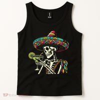 Mexican Skeleton Sombrero Cinco De Mayo Mexican Fiesta Party Tank Top thumb 2