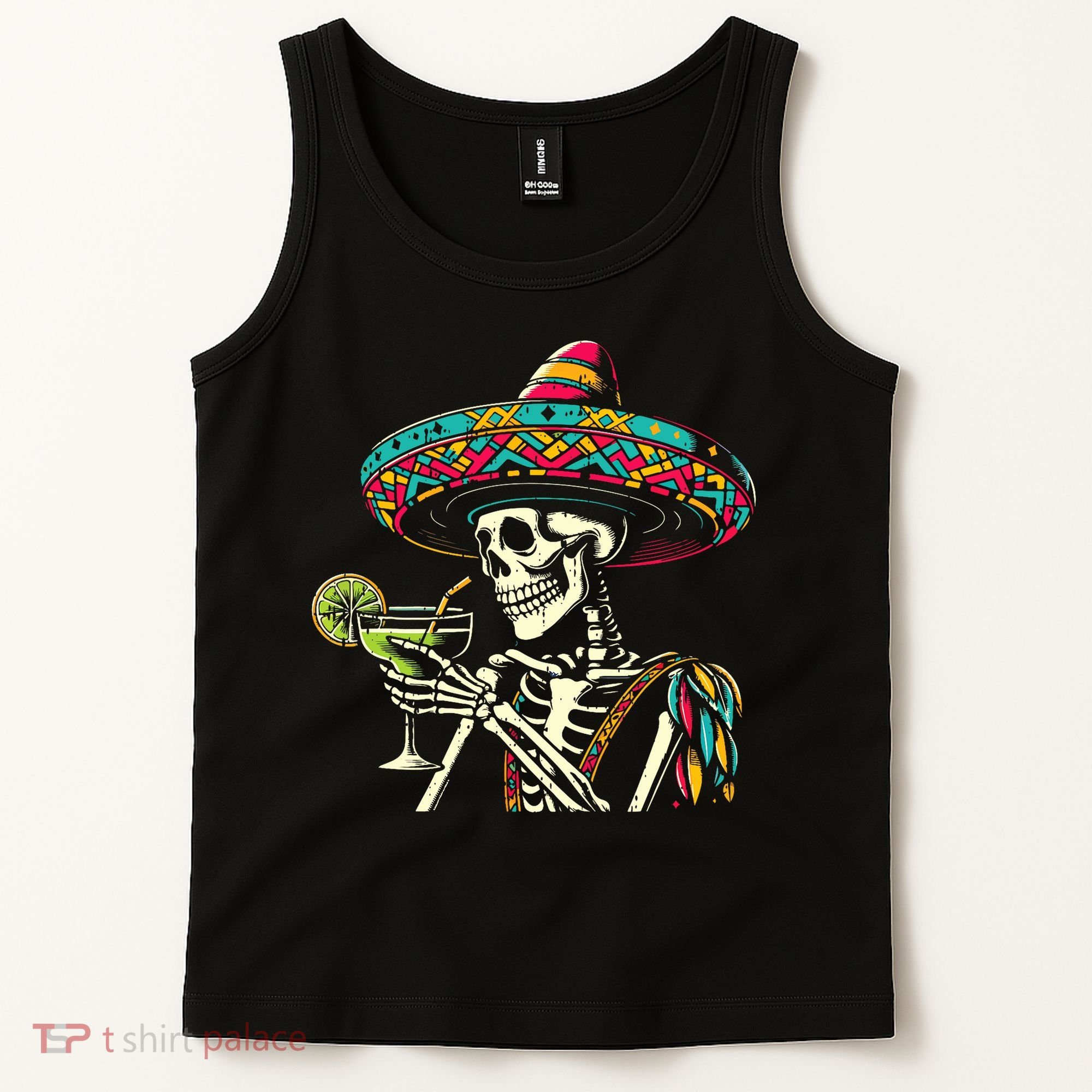 Mexican Skeleton Sombrero Cinco De Mayo Mexican Fiesta Party Tank Top