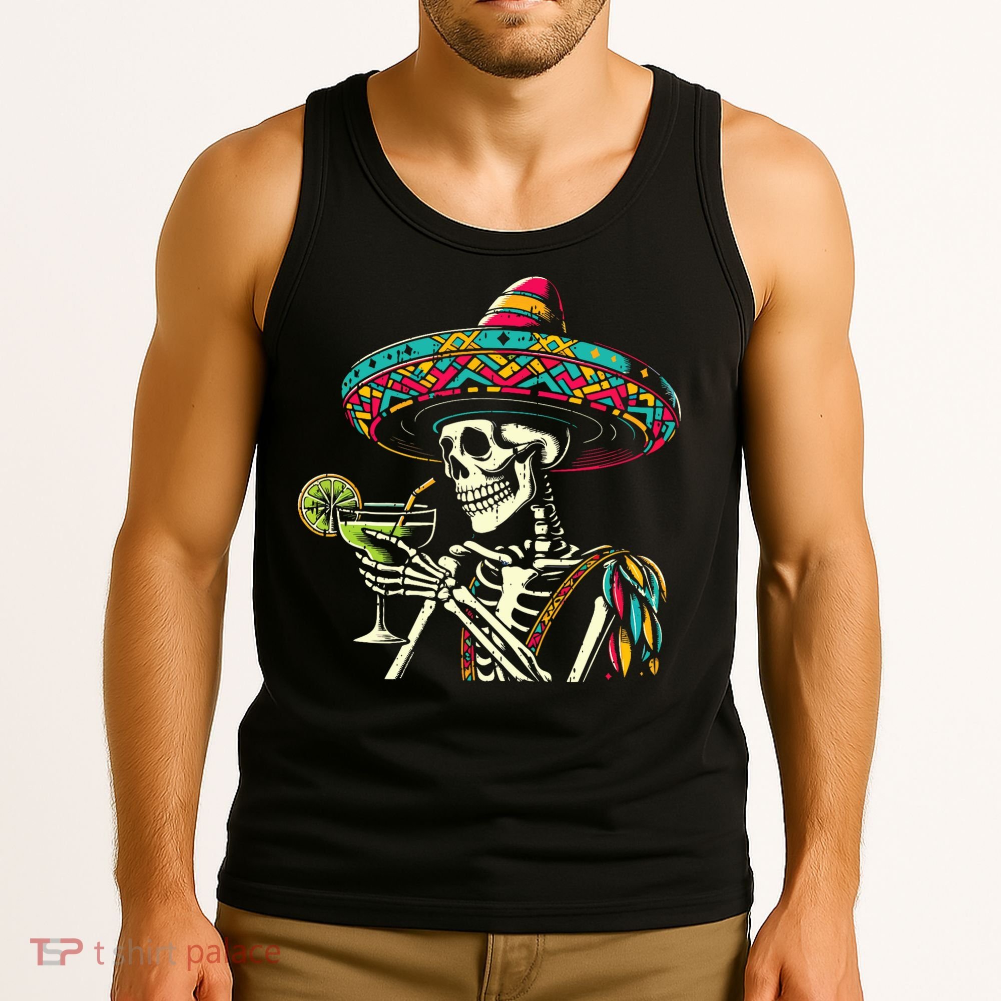 Mexican Skeleton Sombrero Cinco De Mayo Mexican Fiesta Party Tank Top