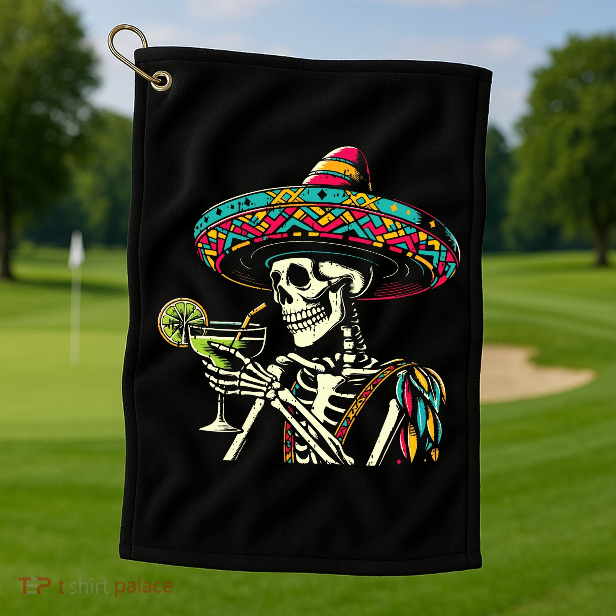 Mexican Skeleton Sombrero Cinco De Mayo Mexican Fiesta Party Golf Towel