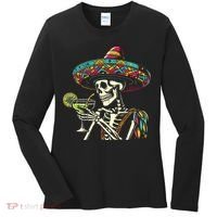Mexican Skeleton Sombrero Cinco De Mayo Mexican Fiesta Party Women's Long Sleeve Shirt thumb 0