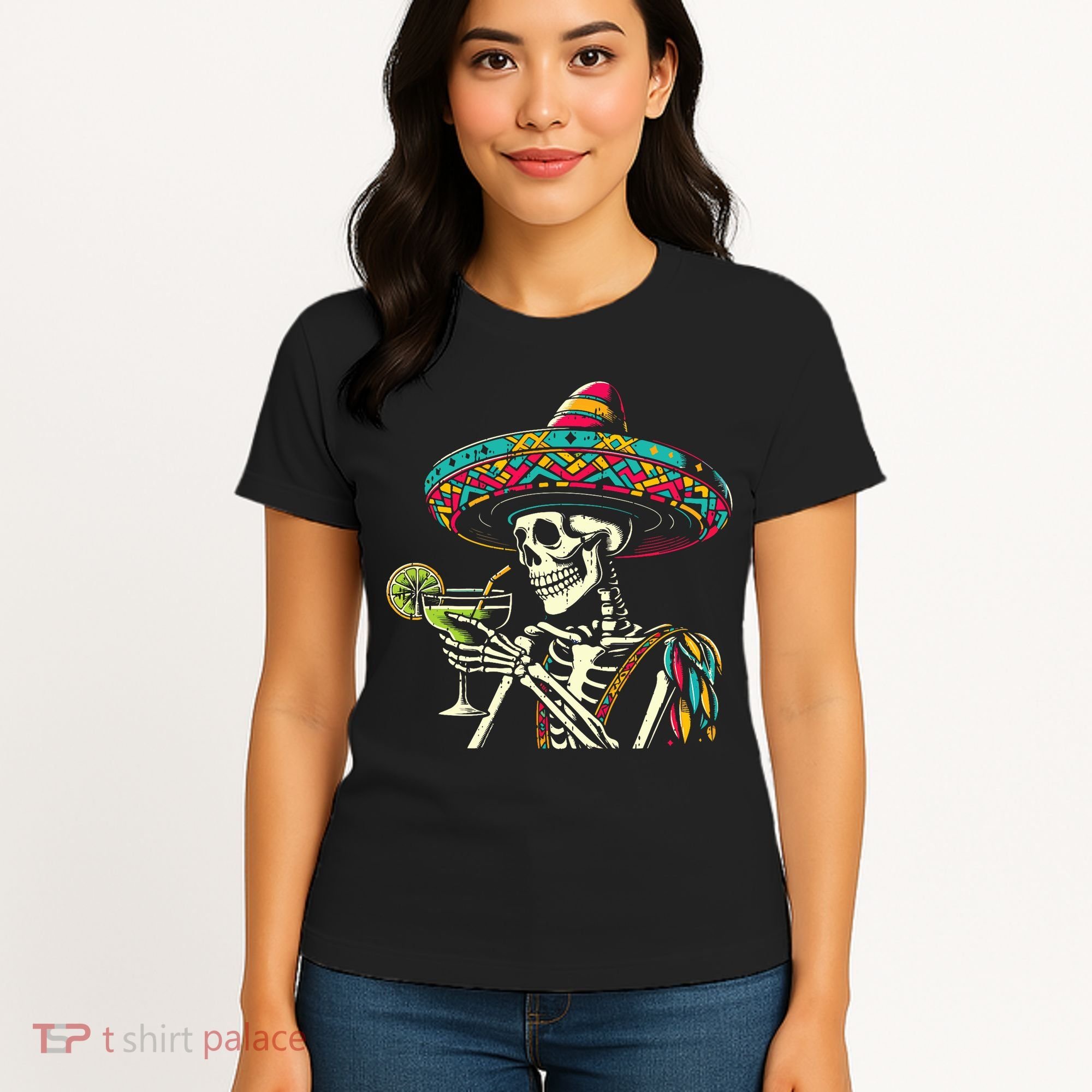 Mexican Skeleton Sombrero Cinco De Mayo Mexican Fiesta Party Women's T-Shirt