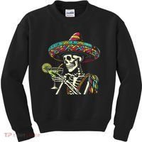 Mexican Skeleton Sombrero Cinco De Mayo Mexican Fiesta Party Kids Sweatshirt thumb 0