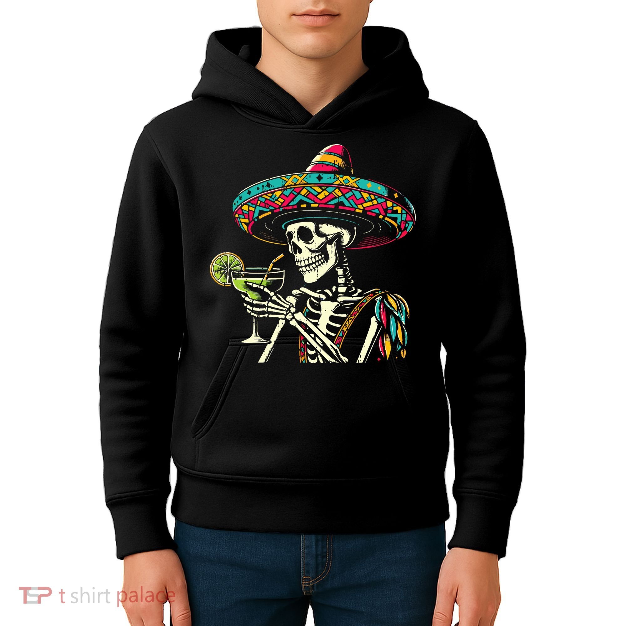 Mexican Skeleton Sombrero Cinco De Mayo Mexican Fiesta Party Kids Hoodie