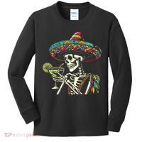 Mexican Skeleton Sombrero Cinco De Mayo Mexican Fiesta Party Kids Long Sleeve Shirt thumb 0