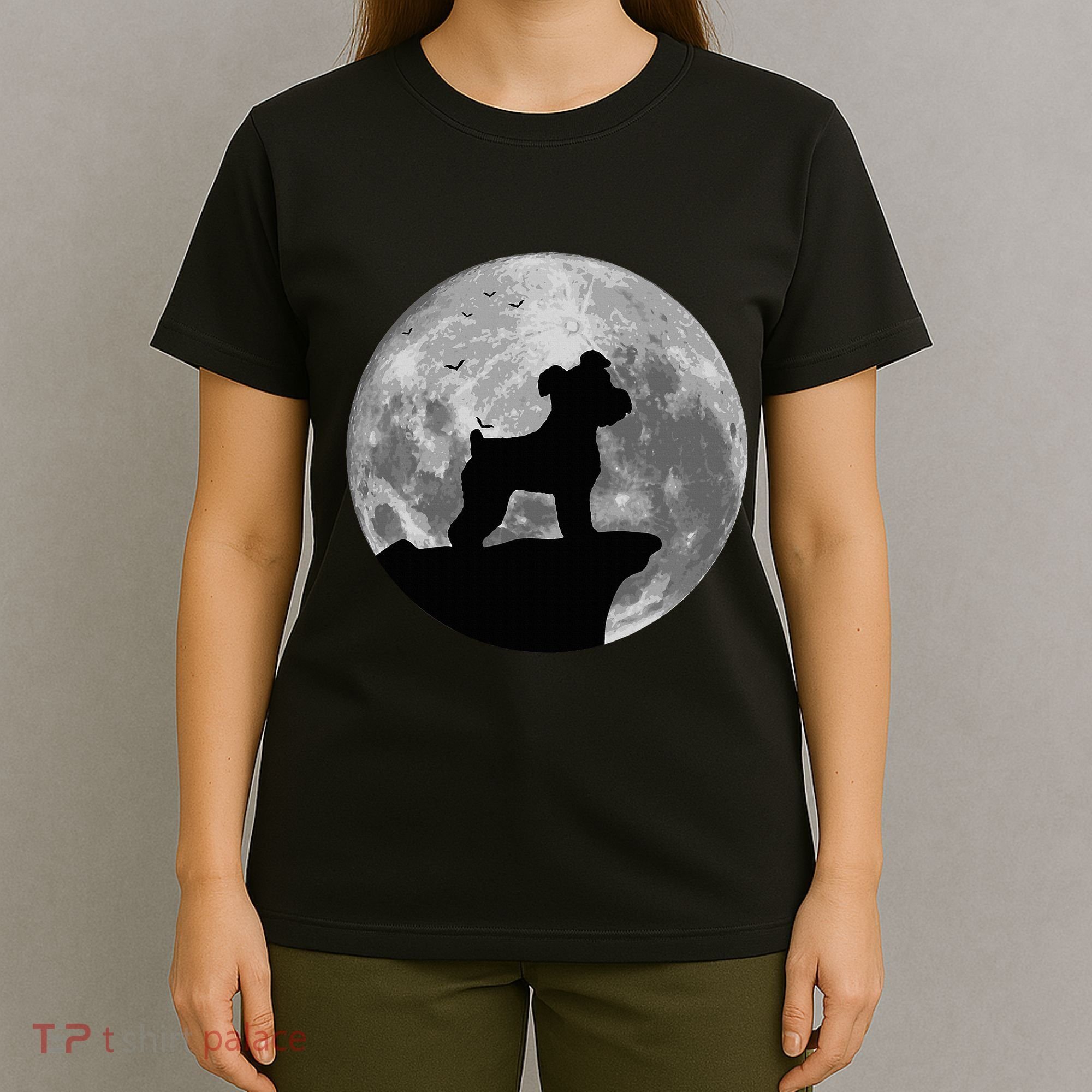 Miniature Schnauzer Silhouette In The Moon Costume T-Shirt