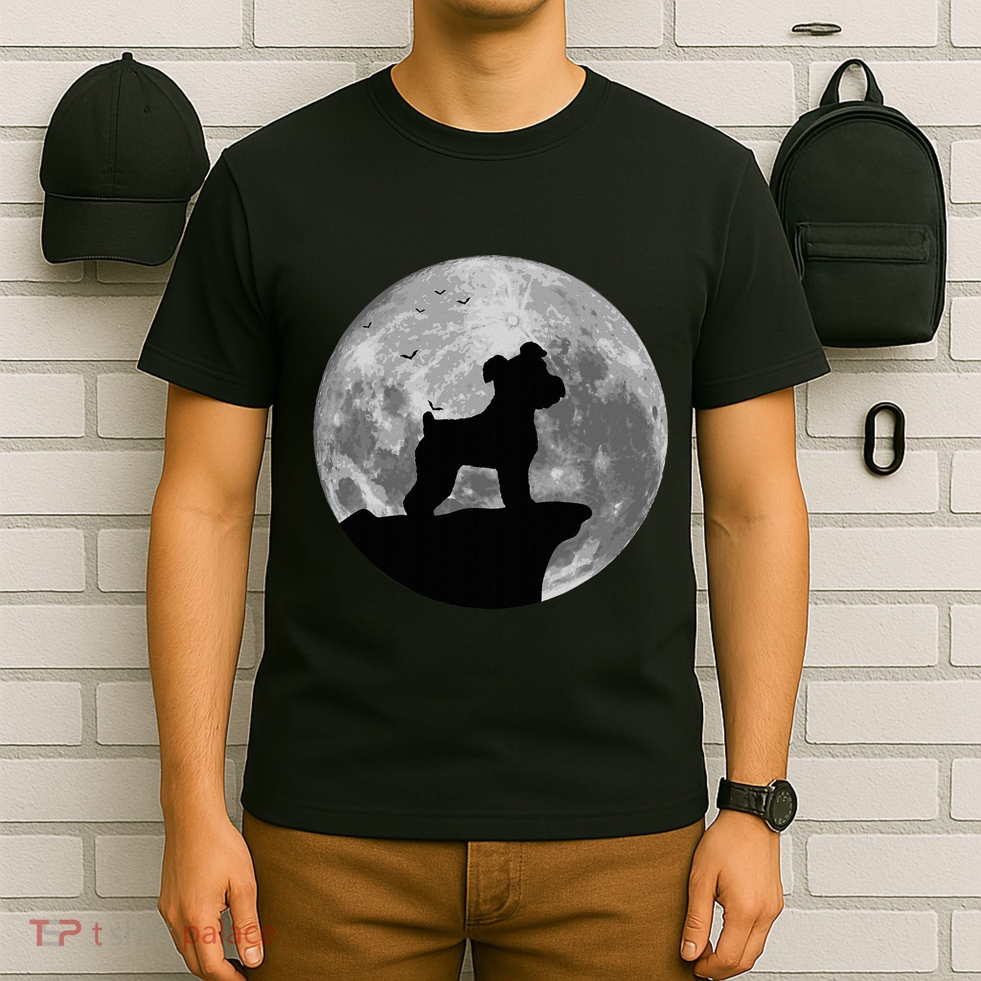 Miniature Schnauzer Silhouette In The Moon Costume T-Shirt