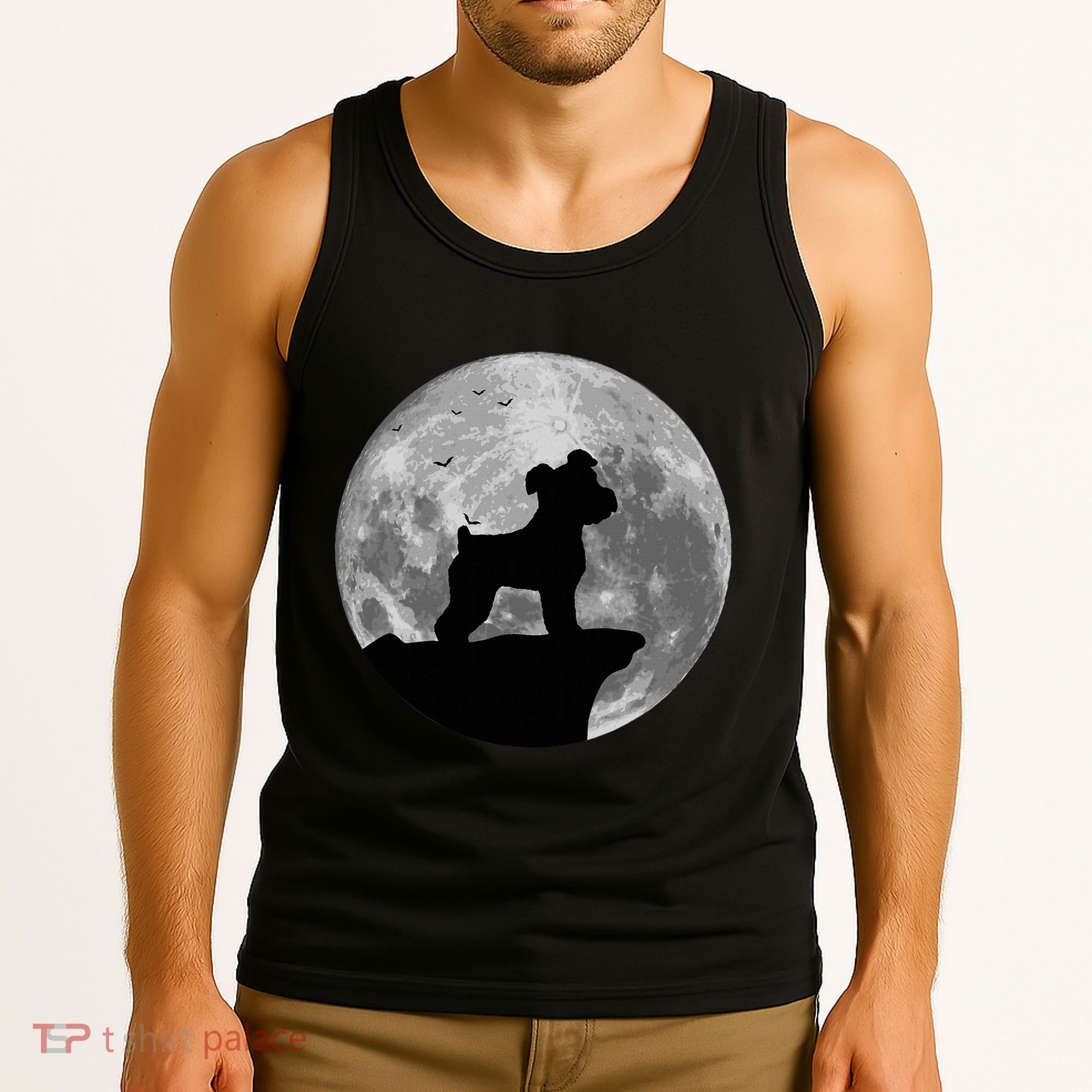 Miniature Schnauzer Silhouette In The Moon Costume Tank Top