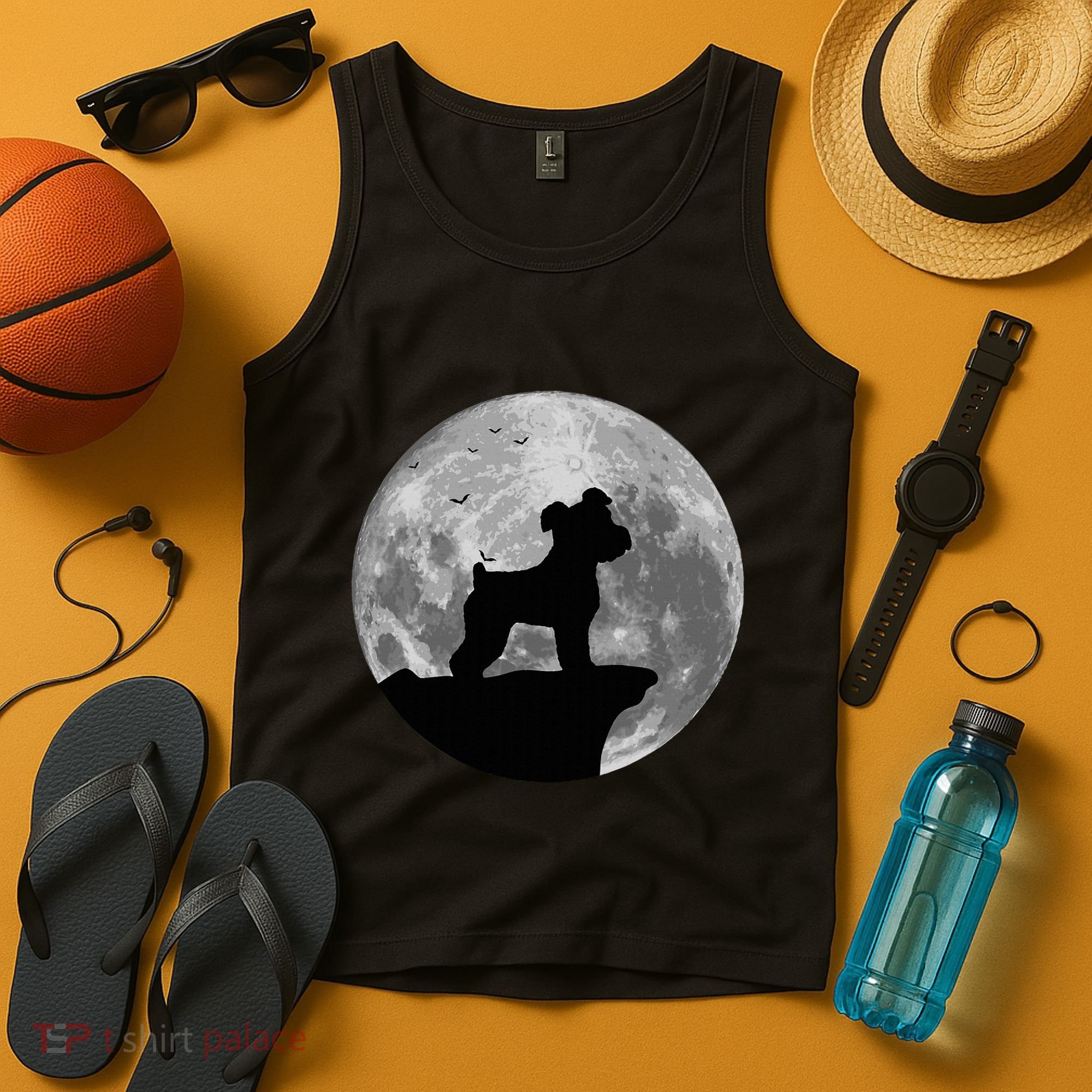 Miniature Schnauzer Silhouette In The Moon Costume Tank Top