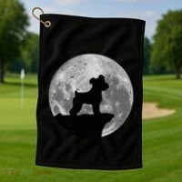 Miniature Schnauzer Silhouette In The Moon Costume Golf Towel thumb 1
