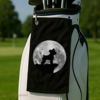 Miniature Schnauzer Silhouette In The Moon Costume Golf Towel thumb 2