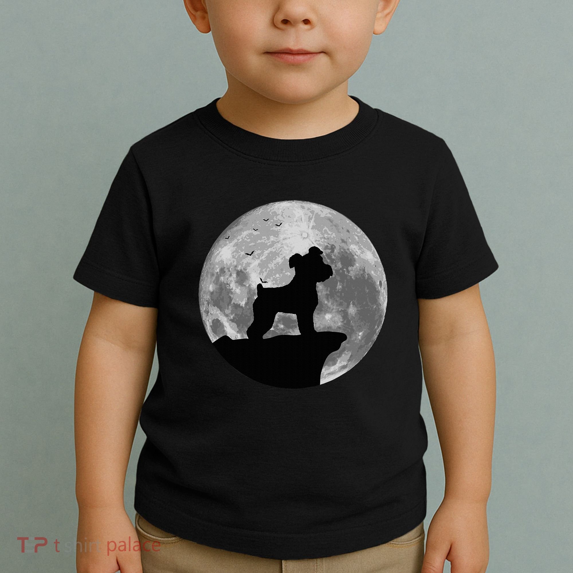 Miniature Schnauzer Silhouette In The Moon Costume Toddler T-Shirt