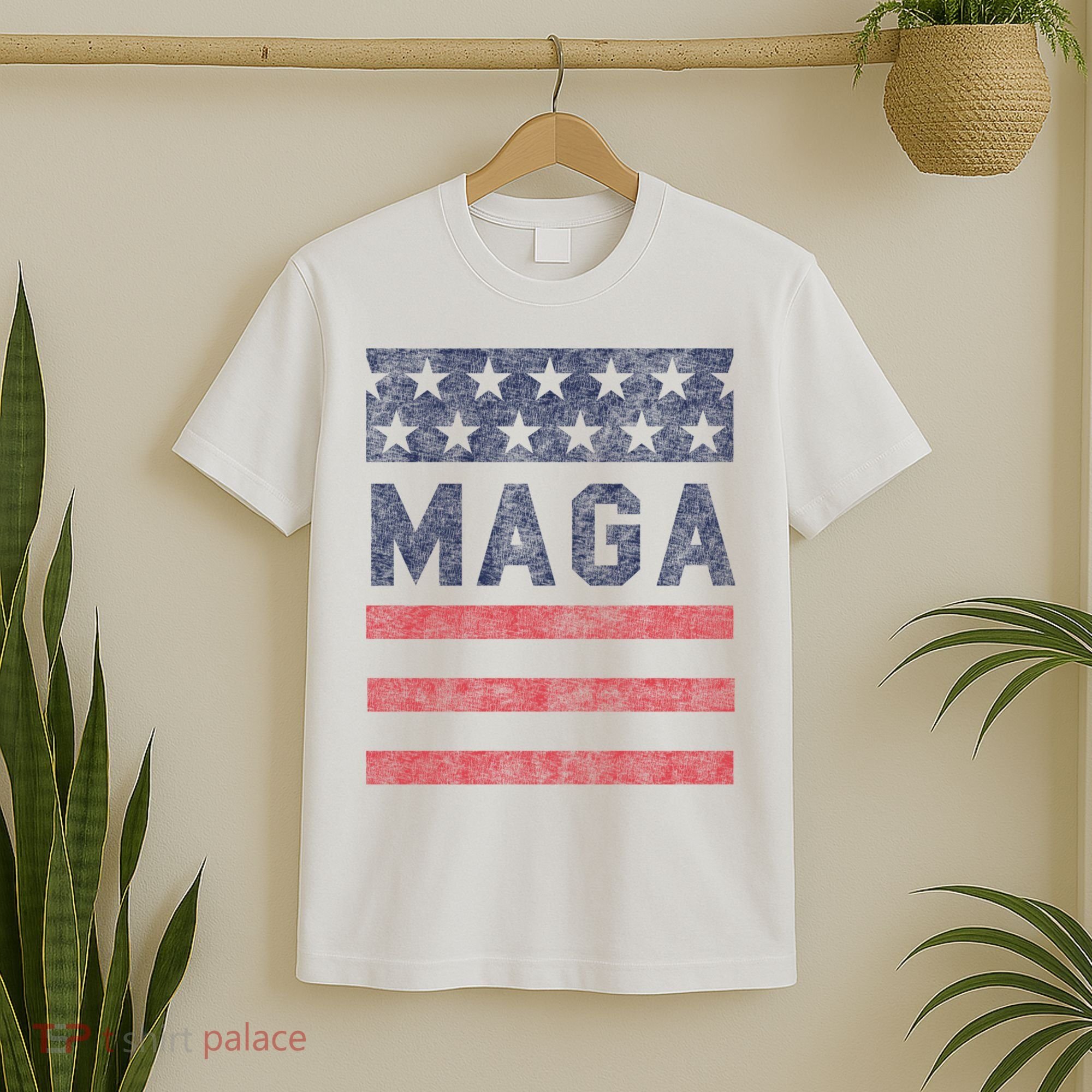 Maga Stars & Stripes Retro Vintage Distressed Graphic T-Shirt