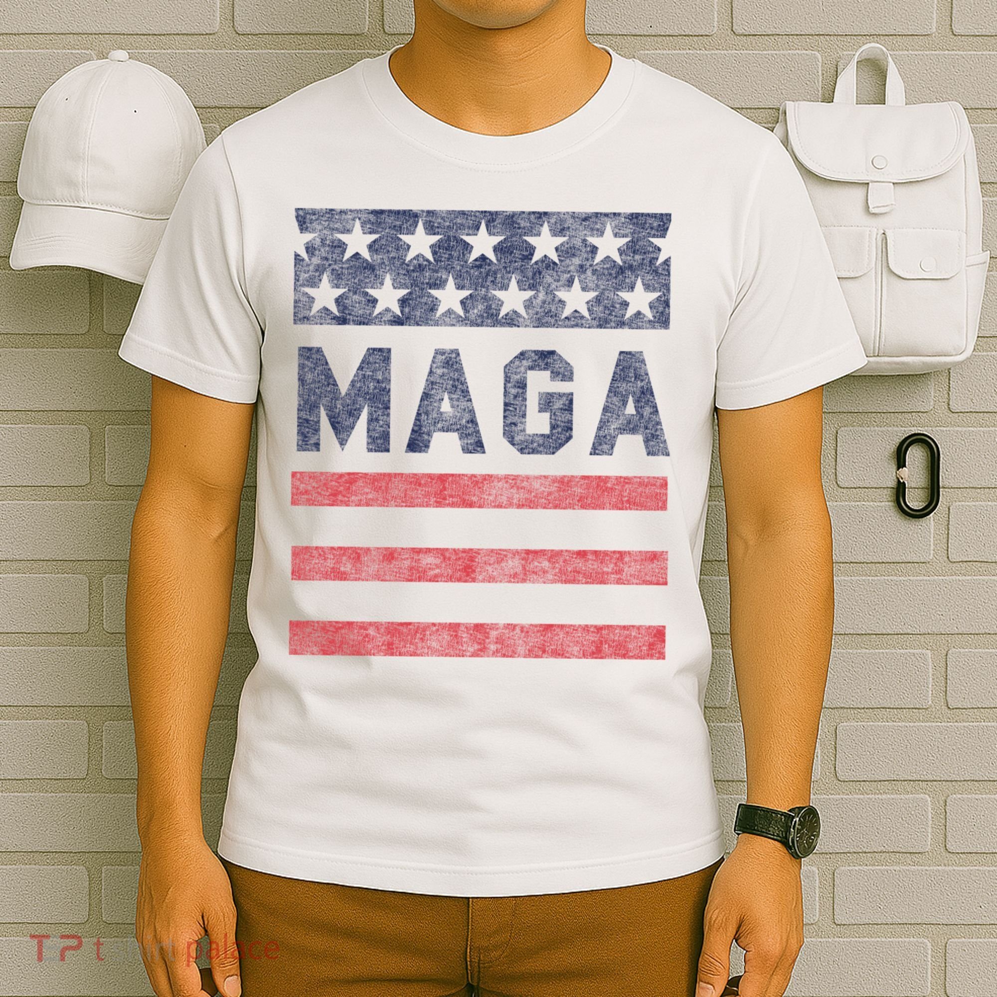 Maga Stars & Stripes Retro Vintage Distressed Graphic T-Shirt