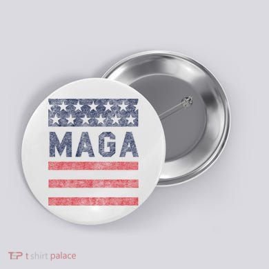 Maga Stars & Stripes Retro Vintage Distressed Graphic Button