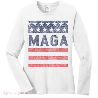 Maga Stars & Stripes Retro Vintage Distressed Graphic Women's Long Sleeve Shirt
