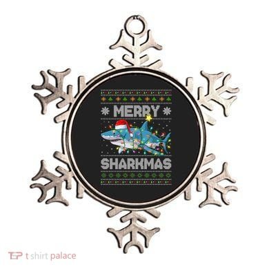 Merry Sharkmas Shark Santa Ugly Christmas Lights Xmas Ornament