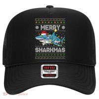 Merry Sharkmas Shark Santa Ugly Christmas Lights Xmas Hat thumb 0