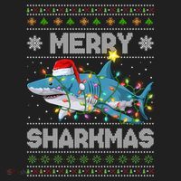 Merry Sharkmas Shark Santa Ugly Christmas Lights Xmas Hat thumb 2