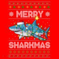 Merry Sharkmas Shark Santa Ugly Christmas Lights Xmas Santa Hat thumb 1