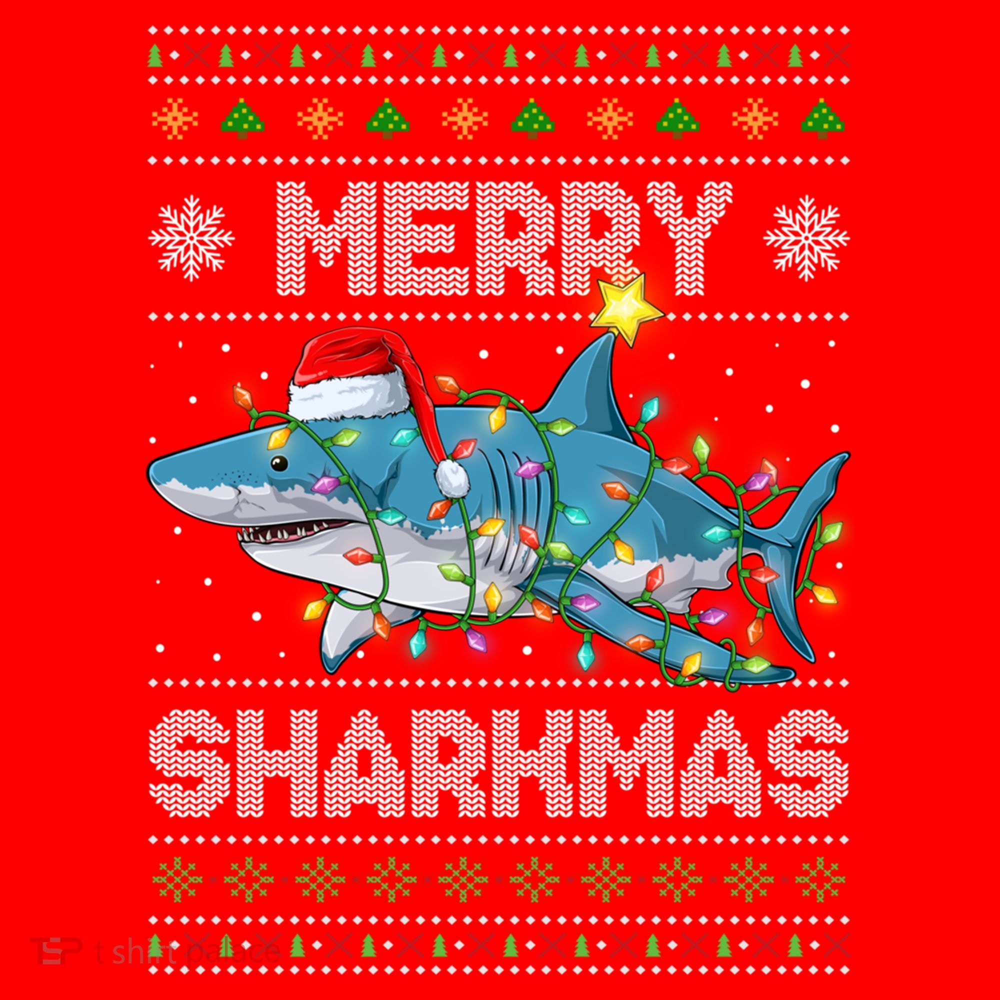 Merry Sharkmas Shark Santa Ugly Christmas Lights Xmas Santa Hat