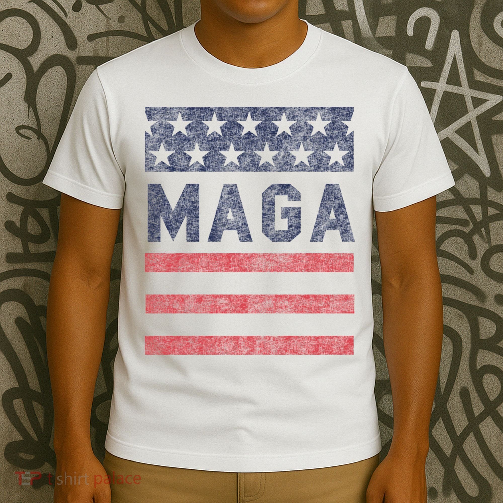 Maga Stars & Stripes Retro Vintage Distressed Graphic T-Shirt