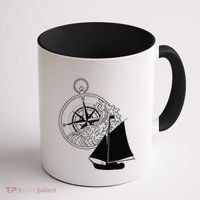 Maritime Sailing Ship Sailing Ships Ships Compass Ship Ahoy Coffee Mug thumb 1