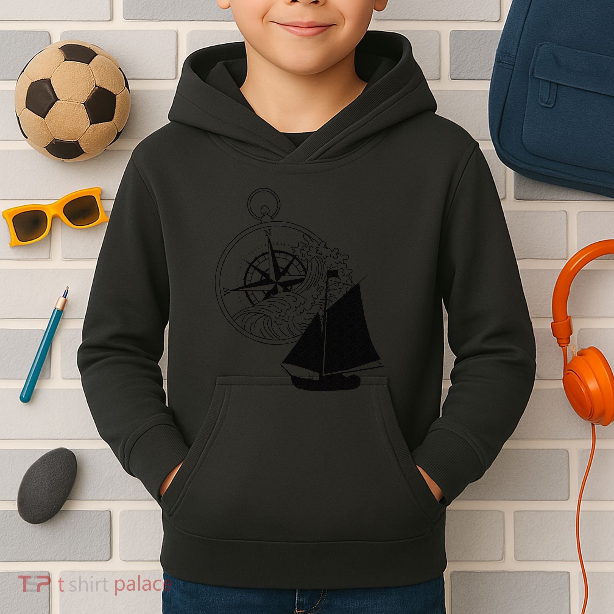 Maritime Sailing Ship Sailing Ships Ships Compass Ship Ahoy Kids Hoodie