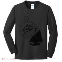 Maritime Sailing Ship Sailing Ships Ships Compass Ship Ahoy Kids Long Sleeve Shirt thumb 0