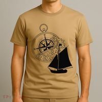 Maritime Sailing Ship Sailing Ships Ships Compass Ship Ahoy T-Shirt thumb 3