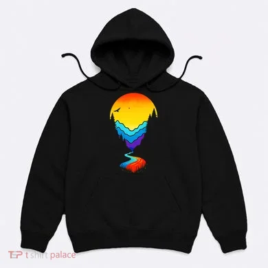 Mountain Stream Sunset Wilderness Hoodie