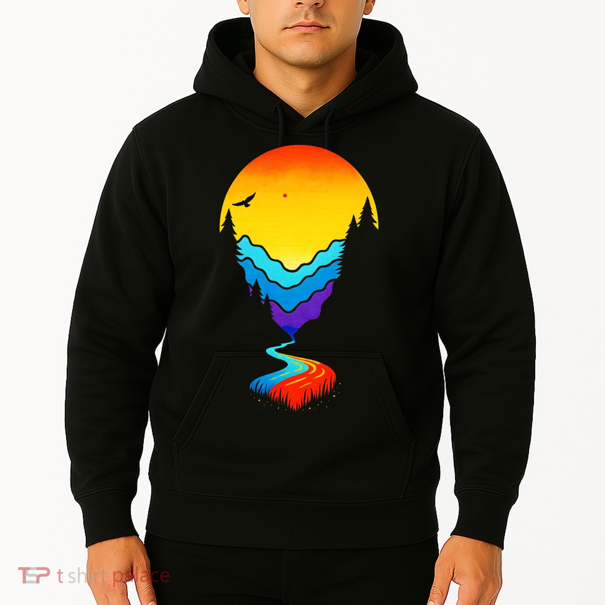 Mountain Stream Sunset Wilderness Hoodie