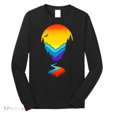 Mountain Stream Sunset Wilderness Long Sleeve Shirt