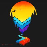 Mountain Stream Sunset Wilderness T-Shirt thumb 7