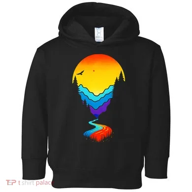 Mountain Stream Sunset Wilderness Toddler Hoodie