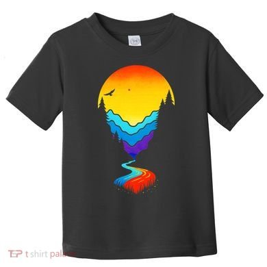 Mountain Stream Sunset Wilderness Toddler T-Shirt