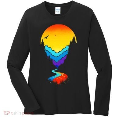Mountain Stream Sunset Wilderness Women's Long Sleeve Shirt