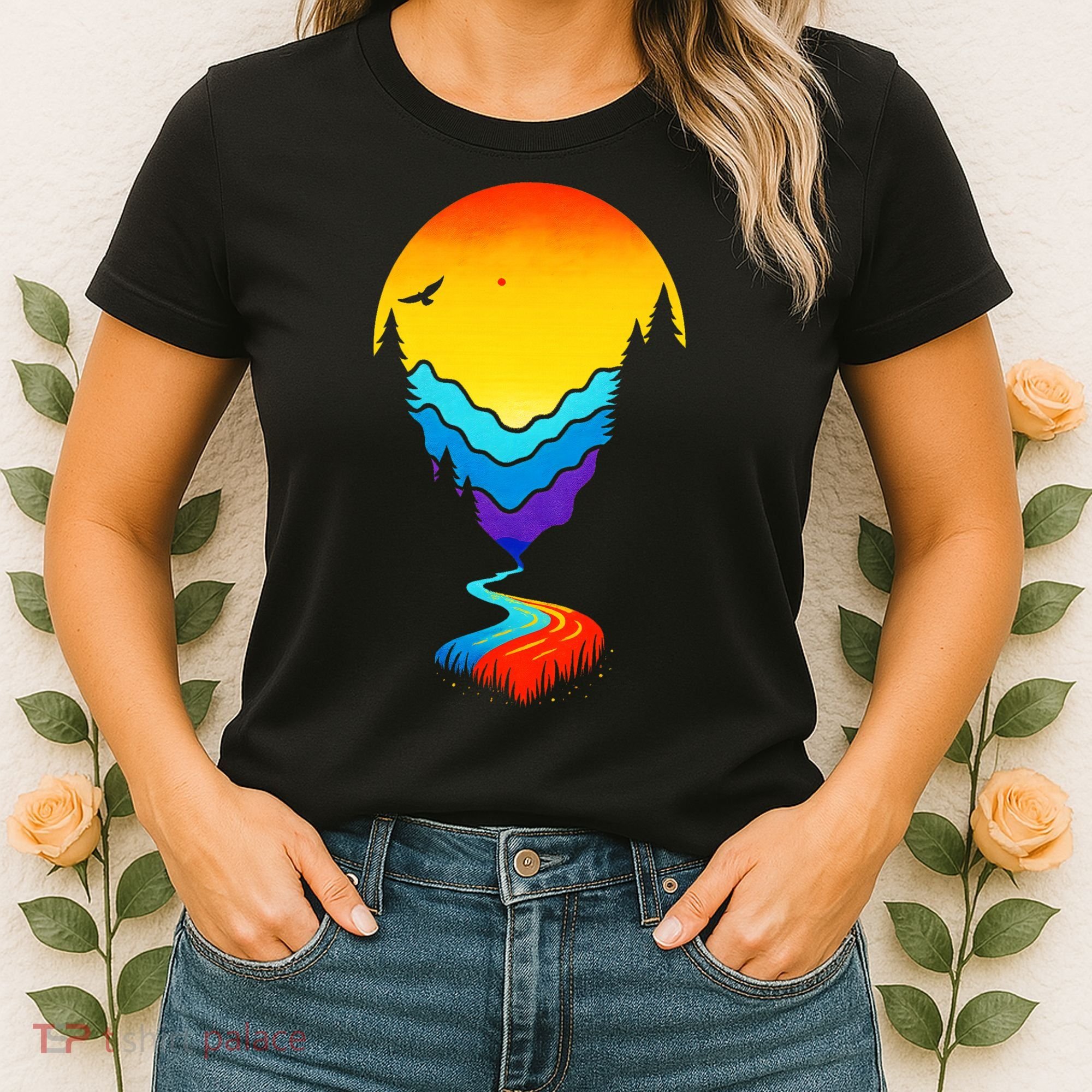 Mountain Stream Sunset Wilderness Women's T-Shirt