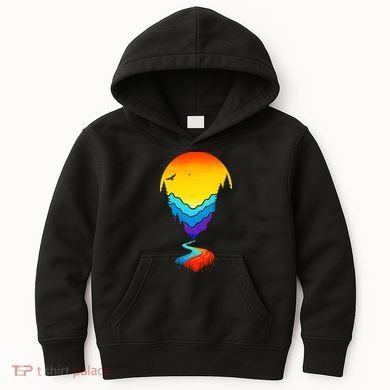 Mountain Stream Sunset Wilderness Kids Hoodie