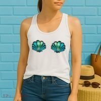 Mermaid, Seashell, Sea, Shell, Bikini, Carnival, Halloween, Women's Tank Top thumb 2