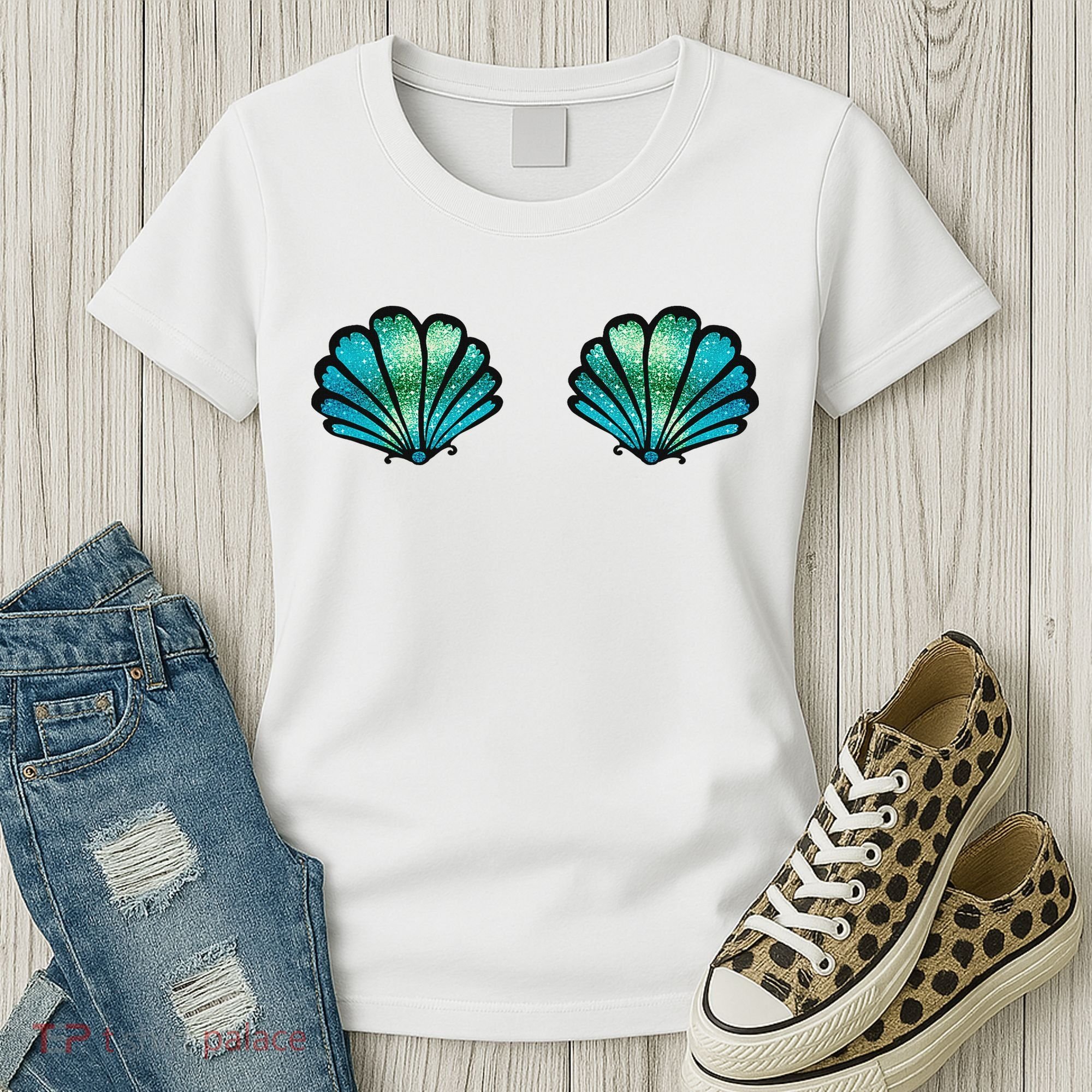 Mermaid, Seashell, Sea, Shell, Bikini, Carnival, Halloween, Women's T-Shirt
