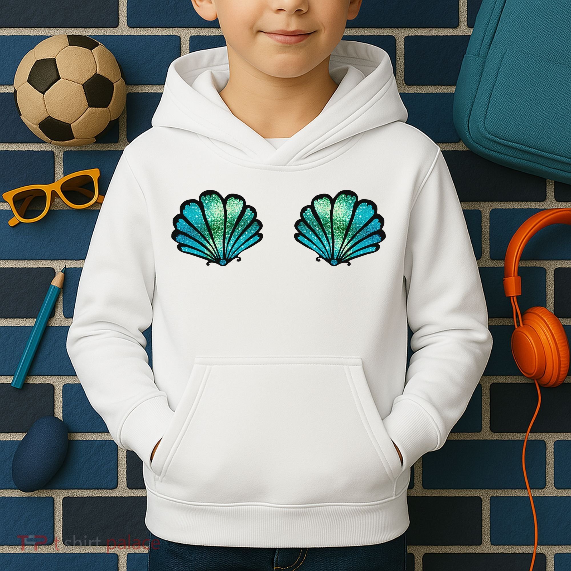 Mermaid, Seashell, Sea, Shell, Bikini, Carnival, Halloween, Kids Hoodie