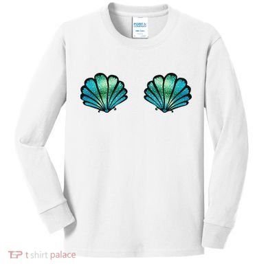 Mermaid, Seashell, Sea, Shell, Bikini, Carnival, Halloween, Kids Long Sleeve Shirt