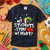 My Students Stole My Heart Christmas Kids T-Shirt thumb 3